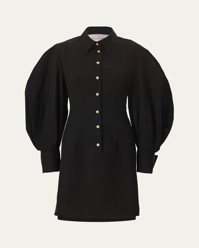 Carolina Herrera Full-sleeve Mini Shirtdress In Black