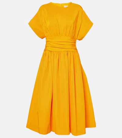 Carolina Herrera Gathered Midi Dress With Cummerbund Waist In Marigold