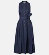 Carolina Herrera Gathered Cotton-blend Midi Dress