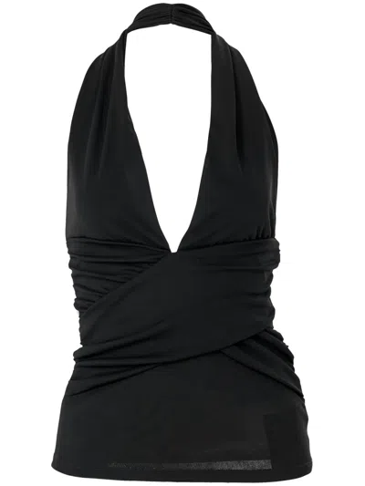 CAROLINA HERRERA GATHERED-DETAIL HALTERNECK TOP
