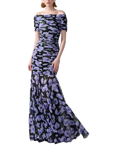 Carolina Herrera Gathered Gown In Blue