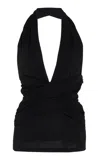 Carolina Herrera Gathered Jersey Halter Top In Black