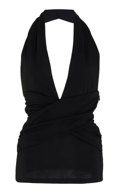 Carolina Herrera Gathered Jersey Halter Top In Black