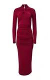 Carolina Herrera Gathered Matte Jersey Midi Dress In Burgundy