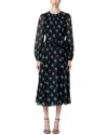 Carolina Herrera Gathered Floral Print Midi Dress With Tie Belt In Black