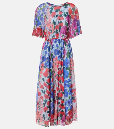 Carolina Herrera Gathered Midi Dress In Multicoloured