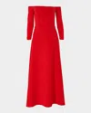 Carolina Herrera Draped Long-sleeve Off-the-shoulder Trumpet Gown In Herrera Red