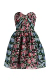 Carolina Herrera Gathered Sweetheart Strapless Silk Crepe Minidress In Multi