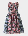 Carolina Herrera Gathered Sweetheart Strapless Silk Crepe Minidress In Multi