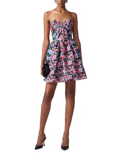Carolina Herrera Gathered Sweetheart Silk Mini Dress In Pattern