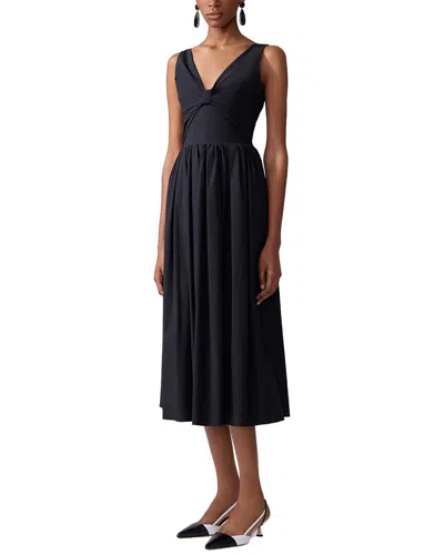 Carolina Herrera Gathered V-neck Midi Dress In Black