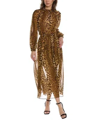 Pre-owned Carolina Herrera Gathered Waist Midi Dress Women's 0 In Multicolor