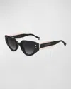 Carolina Herrera Geometric Acetate Cat-eye Sunglasses In Black