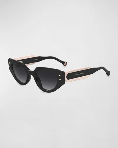Carolina Herrera Geometric Acetate Cat-eye Sunglasses In Black