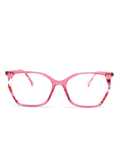 Carolina Herrera Geometric-frames Glasses In 粉色