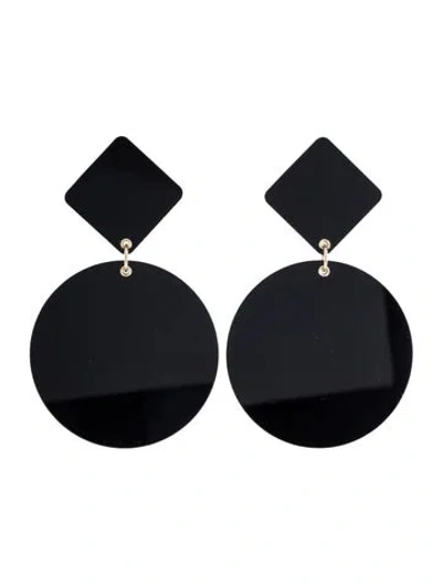 Pre-owned Carolina Herrera Geometric Shapes Large Drop Earrings In Black