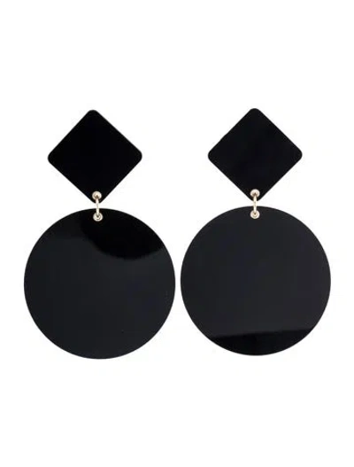 Pre-owned Carolina Herrera Geometric Shapes Large Drop Earrings In Black