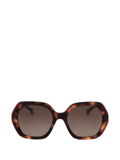 Carolina Herrera Geometric-frame Sunglasses In Brown