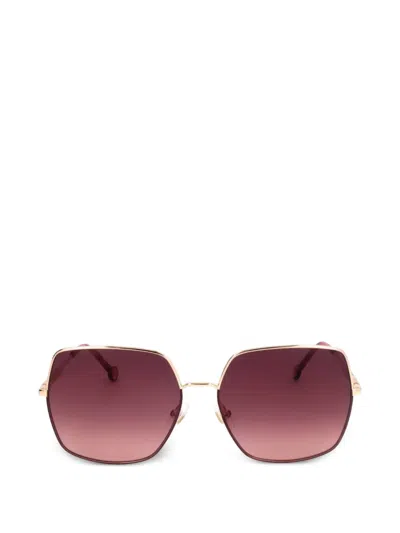 Carolina Herrera Geometric-frame Sunglasses In Gold