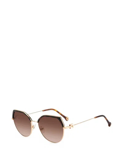 Carolina Herrera Geometric-frame Sunglasses In Brown