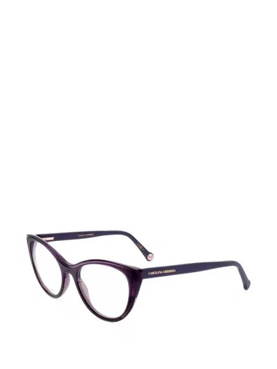 Carolina Herrera Glitter-effect Cat-eye Glasses In Purple