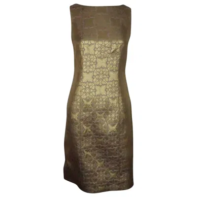 Pre-owned Carolina Herrera Gold And Purple Brocade Dress