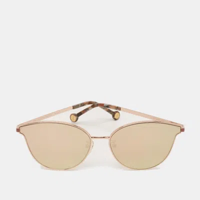 Pre-owned Carolina Herrera Gold Mirrored She104 Butterfly Sunglasses