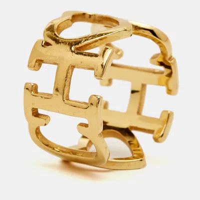 Pre-owned Carolina Herrera Gold Tone Ring Size 53