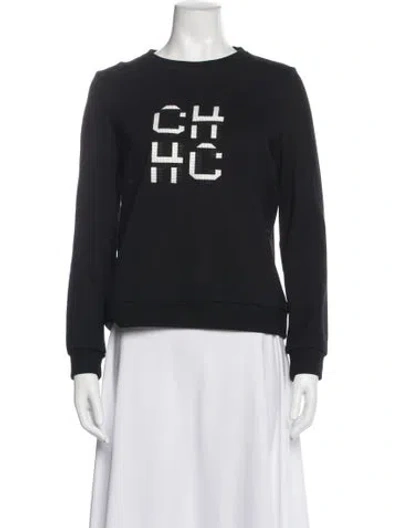 Pre-owned Carolina Herrera Graphic Print Crew Neck Sweatshirt In Gray