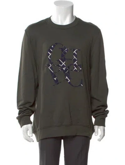 Pre-owned Carolina Herrera Graphic Print Crew Neck Sweatshirt In Green