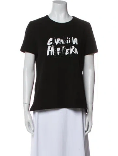 Pre-owned Carolina Herrera Graphic Print Crew Neck T-shirt In Black