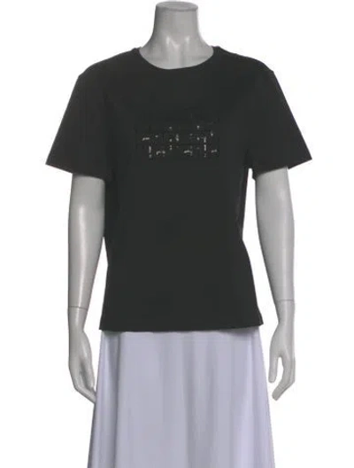 Pre-owned Carolina Herrera Graphic Print Crew Neck T-shirt In Black