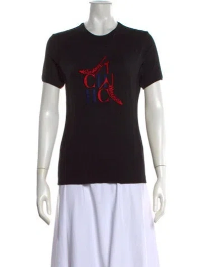 Pre-owned Carolina Herrera Graphic Print Crew Neck T-shirt In Black/red