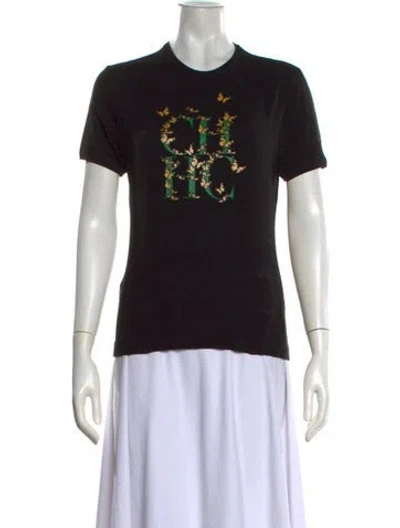Pre-owned Carolina Herrera Graphic Print Crew Neck T-shirt In Black/red