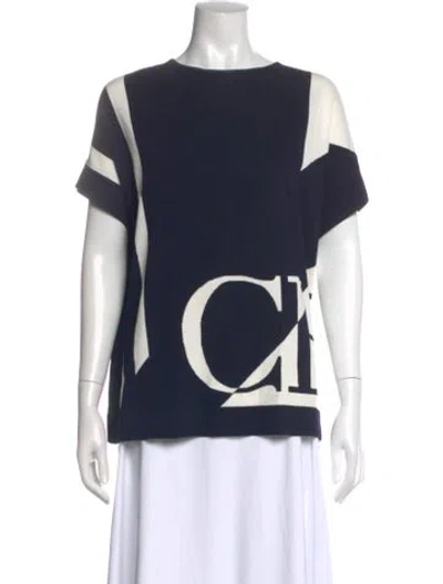 Pre-owned Carolina Herrera Graphic Print Crew Neck T-shirt In Blue