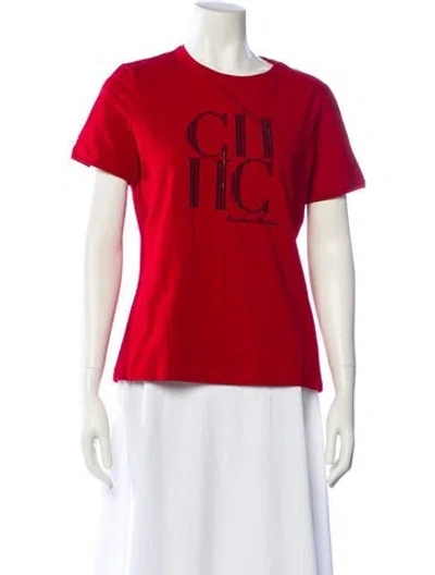 Pre-owned Carolina Herrera Graphic Print Crew Neck T-shirt In Red