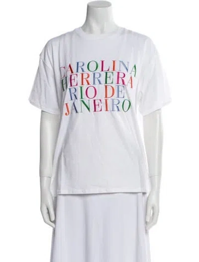 Pre-owned Carolina Herrera Graphic Print Crew Neck T-shirt W/ Tags In White