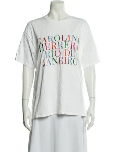Pre-owned Carolina Herrera Graphic Print Crew Neck T-shirt W/ Tags In White