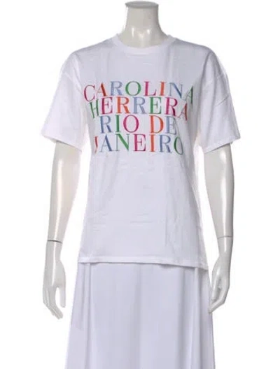 Pre-owned Carolina Herrera Graphic Print Crew Neck T-shirt W/ Tags In White