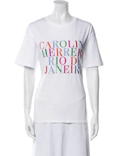 Pre-owned Carolina Herrera Graphic Print Crew Neck T-shirt In White