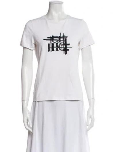 Pre-owned Carolina Herrera Graphic Print Crew Neck T-shirt In White