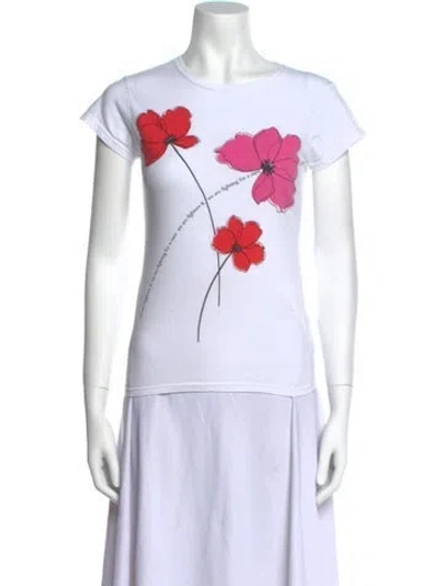 Pre-owned Carolina Herrera Graphic Print Crew Neck T-shirt In White