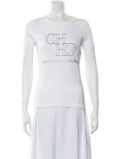 Pre-owned Carolina Herrera Graphic Print Crew Neck T-shirt In White
