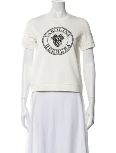 Pre-owned Carolina Herrera Graphic Print Crew Neck T-shirt In White
