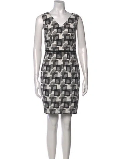 Pre-owned Carolina Herrera Graphic Print Knee-length Dress In White