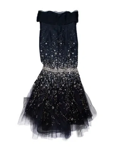 Pre-owned Carolina Herrera Graphic Print Long Dress In Blue
