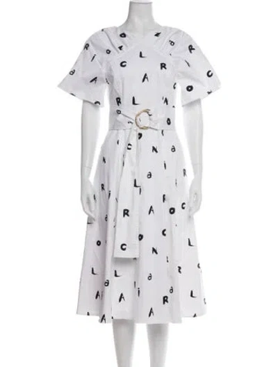 Pre-owned Carolina Herrera Graphic Print Midi Length Dress In Multi
