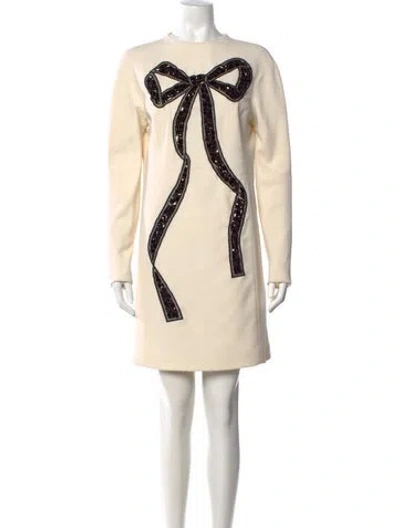 Pre-owned Carolina Herrera Graphic Print Mini Dress In Neutral