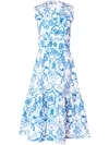 Carolina Herrera Graphic-print Sleeveless Dress In White
