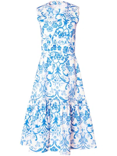 Carolina Herrera Graphic-print Sleeveless Dress In White